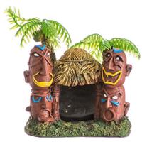 Blue Ribbon Exotic Environments Betta Hut with Two Palm Trees Aquarium Ornament