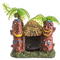 Blue Ribbon Exotic Environments Betta Hut with Two Palm Trees Aquarium Ornament