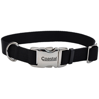 Coastal Adjustable Dog Collar with Metal Buckle Black 3/4" x 14-20"  28291