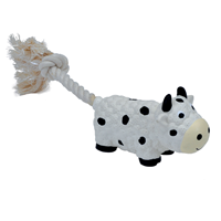 Coastal Li’l Pals Latex & Rope Cow Dog Toy 8.5 in  I019087