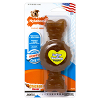 Nylabone Teething Puppy Chew Ring Bone Toy Chicken Flavor Medium/Wolf I020341