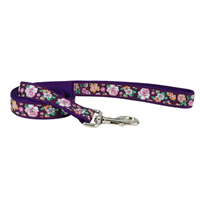 Coastal Purple Floral Pet Attire Ribbon Lead 5/8 x 6ft I026912